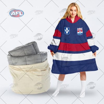 AFL Western Bulldogs Custom Name Number Vintage Retro Guernsey Fleece Oodie
