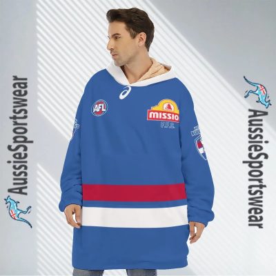 AFL Western Bulldogs Custom Name Number Home Guernsey 2023 Fleece Oodie