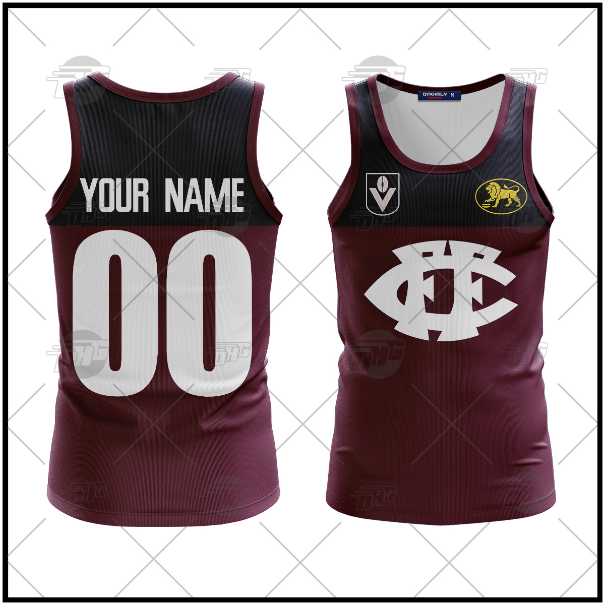 Personalised AFL FITZROY LIONS Vintage Tank Top1969 HERITAGE COLLECTION