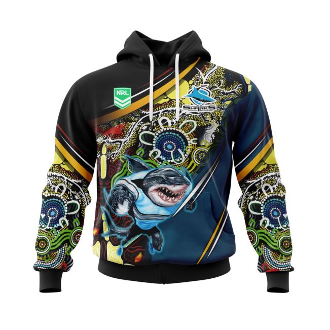 NRL Cronulla-Sutherland Sharks | Specialized Indigenous Concept With Team Mascot V0122