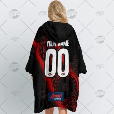 AFL Essendon Bombers Custom Name Number 2022 Indigenous Guernsey Fleece Oodie