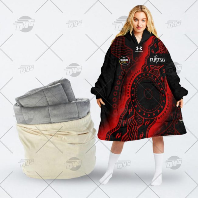 AFL Essendon Bombers Custom Name Number 2022 Indigenous Guernsey Fleece Oodie