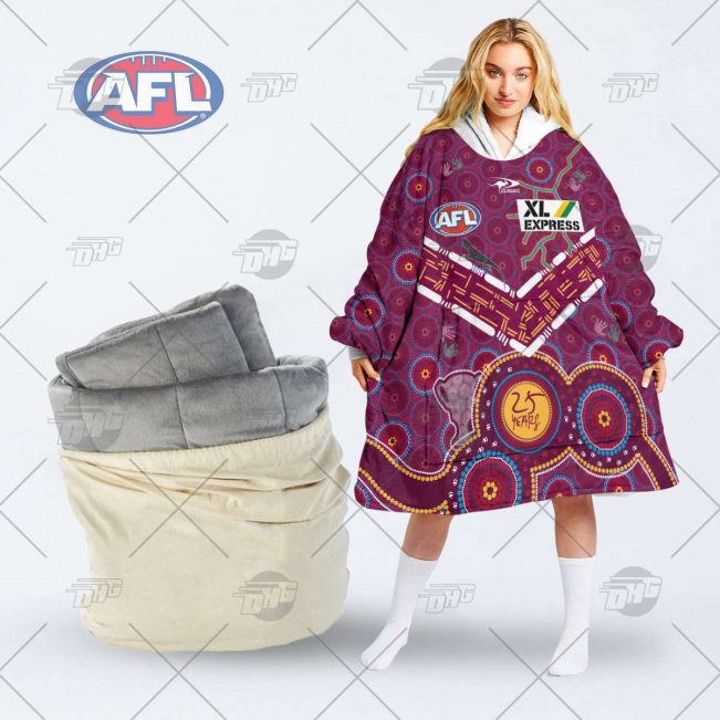 AFL Brisbane Lions Custom Name Number 2022 Indigenous Guernsey Fleece Oodie
