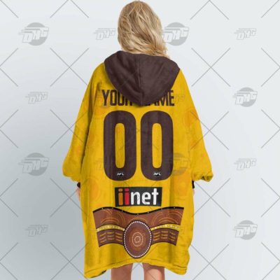 AFL Hawthorn Hawks Custom Name Number 2022 Indigenous Guernsey Fleece Oodie