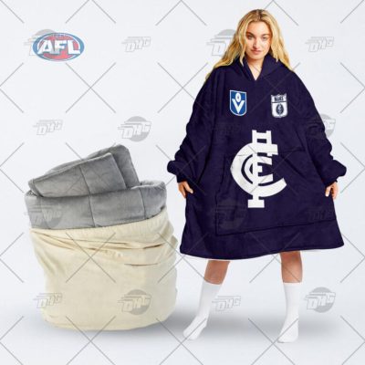 AFL Carlton Blues Custom Name Number 90s Vintage Retro Guernsey Fleece Oodie