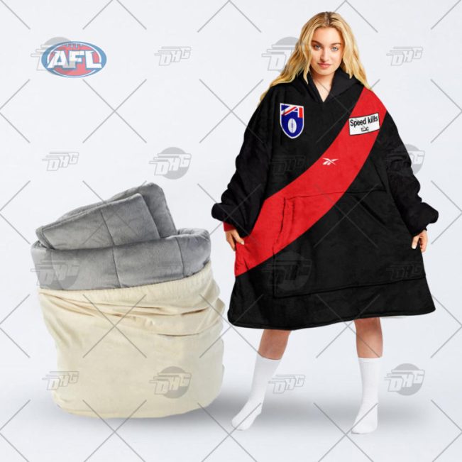 AFL Essendon Bombers Custom Name Number 1989 Vintage Retro Guernsey Fleece Oodie