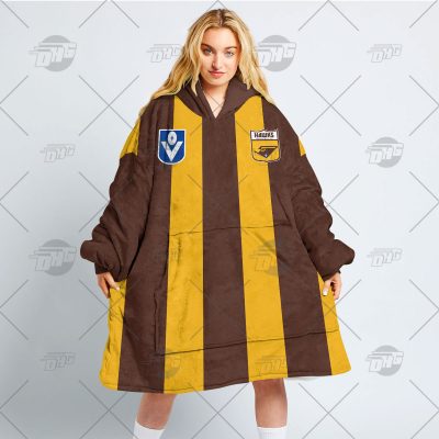 Personalised Hawthorn Football Club Vintage Retro AFL Guernsey 90s oodie blanket hoodie snuggie hoodies