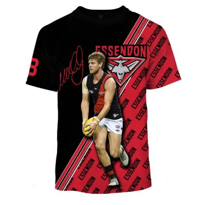 MEW-T16AFLEF003 Essendon Football Club, Michael Hurley #18 Limited Edition 3D All Over Printed Shirts For Men & Women
