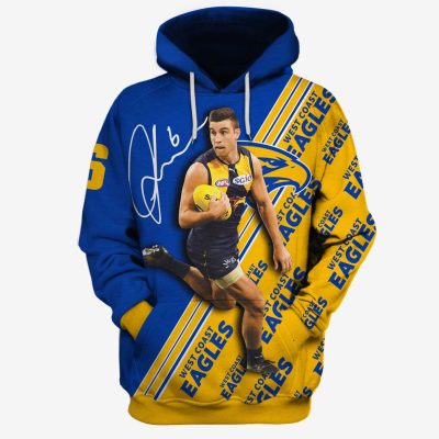 MEW-T16AFLWCE007 West Coast Eagles, ELLIOT YEO #6 Limited Edition 3D All Over Printed Shirts For Men & Women