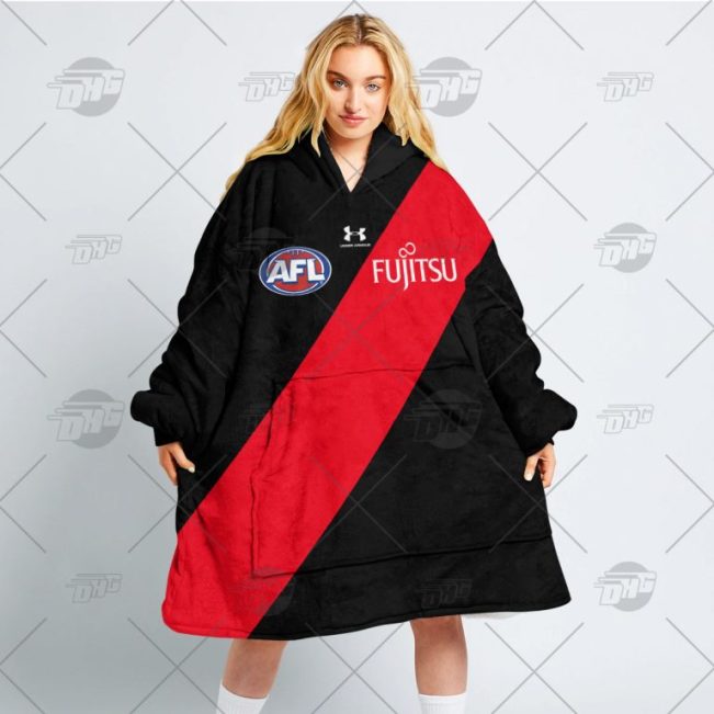 AFL Essendon Bombers Custom Name Number 2022 Home Guernsey Fleece Oodie