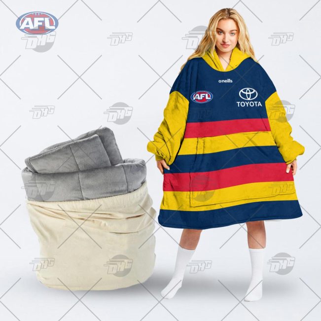 AFL Adelaide Crows Custom Name Number 2022 Home Guernsey Fleece Oodie