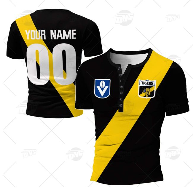 Personalized Richmond Football Club Vintage Retro AFL Henley Shirt Gothic T-shirt