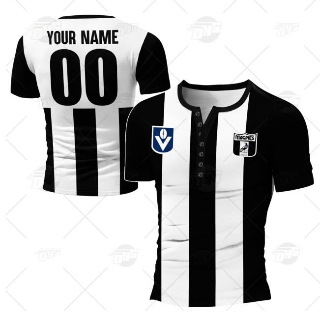 Personalized Collingwood Football Club Vintage Retro AFL Henley Shirt Gothic T-shirt