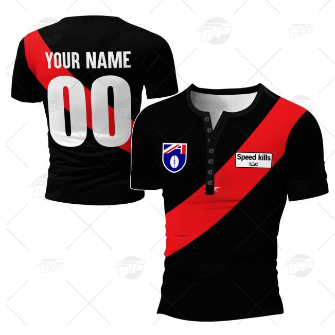 Personalized Essendon Football Club Vintage Retro AFL Henley Shirt Gothic T-shirt