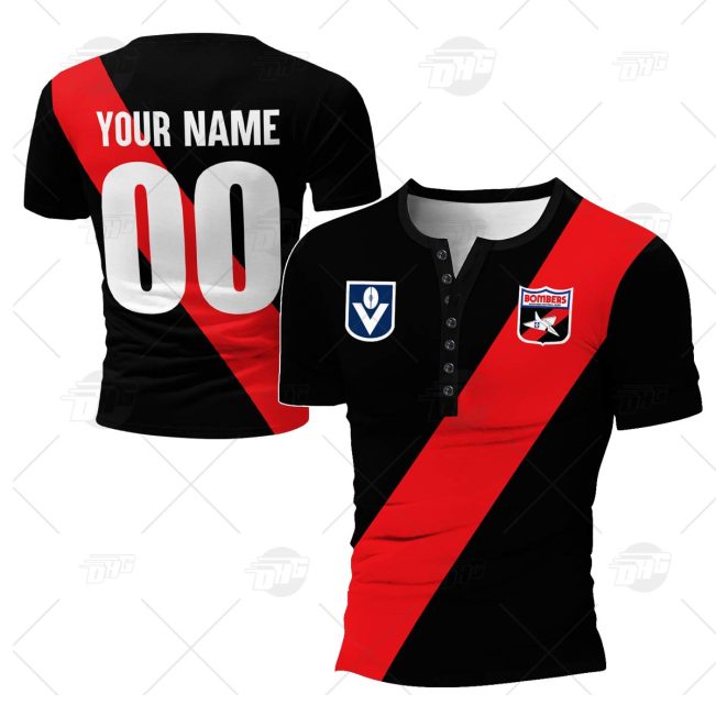 Personalized Essendon Football Club Vintage Retro AFL 90s Henley Shirt Gothic T-shirt