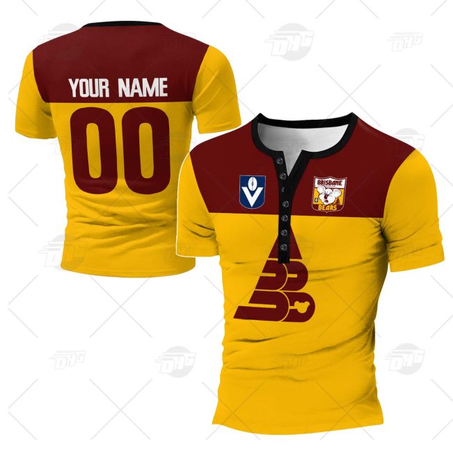 Personalized Brisbane Bears Football Club Vintage Retro AFL 60s Henley Shirt Gothic T-shirt