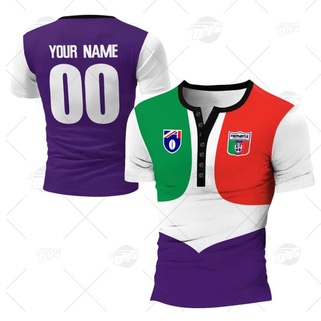 Personalized Fremantle Dockers Football Club Vintage Retro AFL Henley Shirt Gothic T-shirt