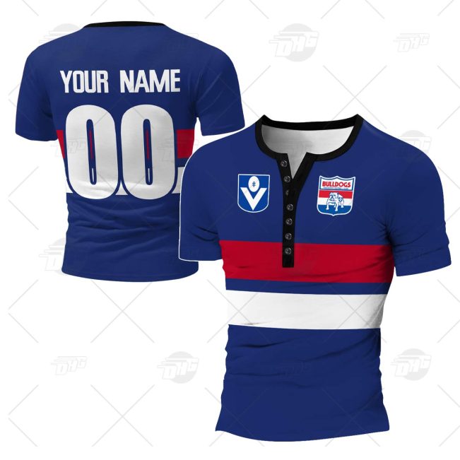 Personalized Western Bulldogs Football Club Vintage Retro AFL Henley Shirt Gothic T-shirt