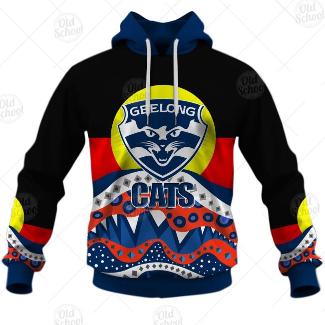 AFL Dinky Di Geelong Cats Lover Aboriginal Flag x Indigenous Hoodie