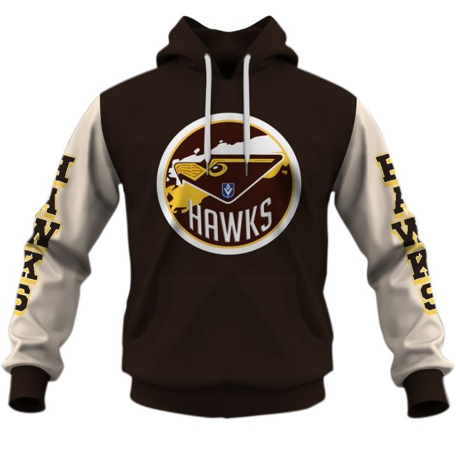 Personalise AFL Hawthorn Hawks Vintage Retro Hoodie Shirt