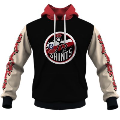 Personalise AFL St Kilda Vintage Retro Style Hoodie Shirt Sleeve