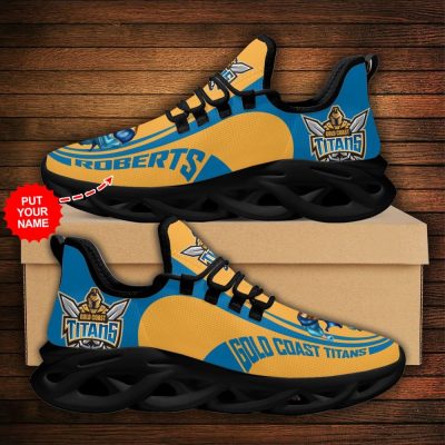 NRL Gold Coast Titans Custom Name Gold Mascot Max Soul Shoes