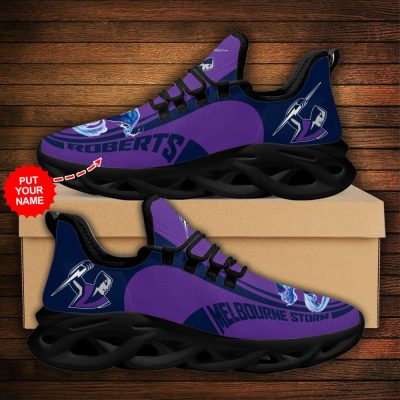NRL Melbourne Storm Custom Name Purple Storm Man Mascot Max Soul Shoes