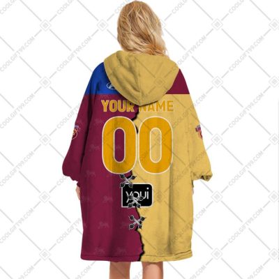 AFL Brisbane Lions Custom Name Number 2023 Mix Guernsey V2 Fleece Oodie
