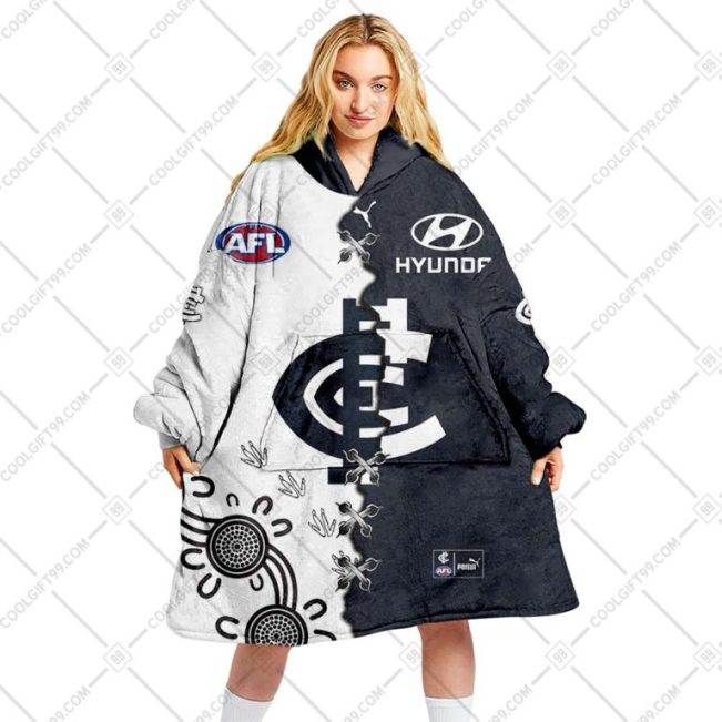 AFL Carlton Blues Custom Name Number 2023 Mix Guernsey V2 Fleece Oodie