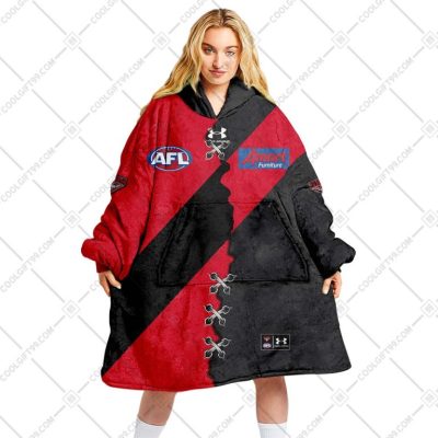 AFL Essendon Bombers Custom Name Number 2023 Mix Guernsey V2 Fleece Oodie