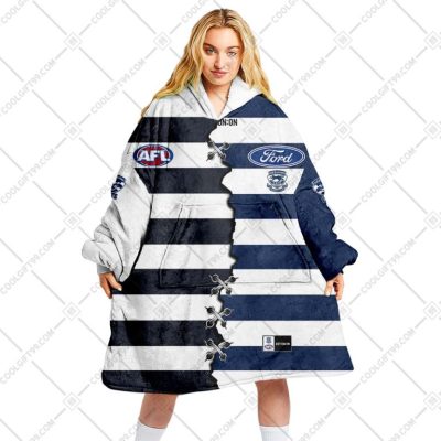 AFL Geelong Cats Custom Name Number 2023 Mix Guernsey V2 Fleece Oodie