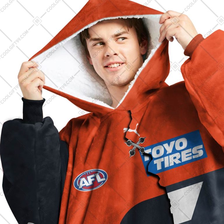 AFL Greater Western Sydney Giants Custom Name Number 2023 Mix Guernsey V2 Fleece Oodie