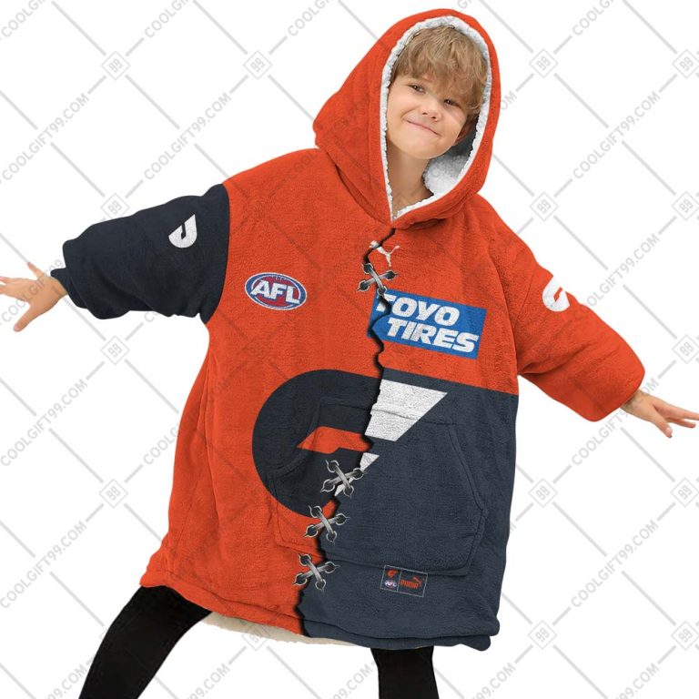 AFL Greater Western Sydney Giants Custom Name Number 2023 Mix Guernsey V2 Fleece Oodie