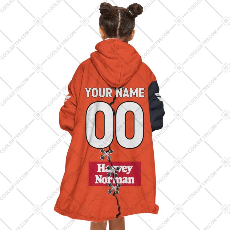AFL Greater Western Sydney Giants Custom Name Number 2023 Mix Guernsey V2 Fleece Oodie