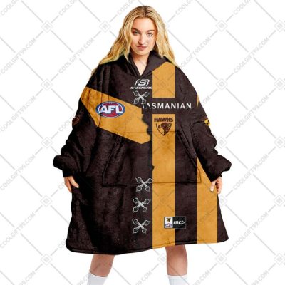 AFL Hawthorn Hawks Custom Name Number 2023 Mix Guernsey V2 Fleece Oodie