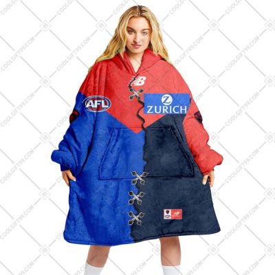 AFL Melbourne Demons Custom Name Number 2023 Mix Guernsey V2 Fleece Oodie