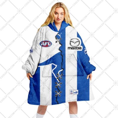 AFL North Melbourne Kangaroos Custom Name Number 2023 Mix Guernsey V2 Fleece Oodie