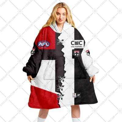 AFL St Kilda Saints Custom Name Number 2023 Mix Guernsey V2 Fleece Oodie