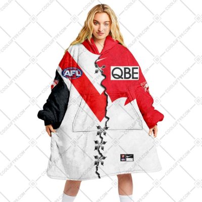 AFL Sydney Swans Custom Name Number 2023 Mix Guernsey V2 Fleece Oodie