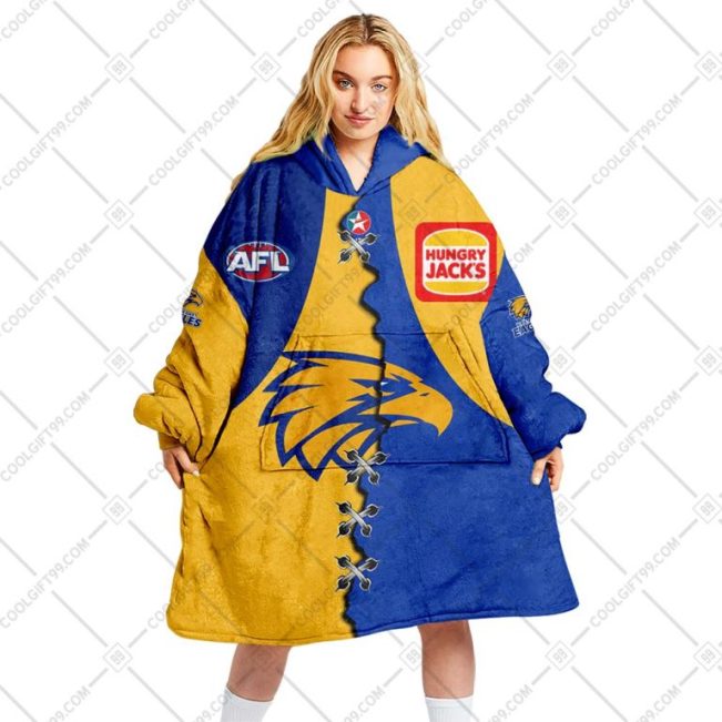 AFL West Coast Eagles Custom Name Number 2023 Mix Guernsey V2 Fleece Oodie