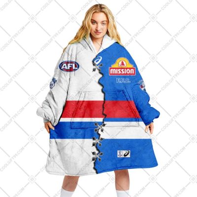 AFL Western Bulldogs Custom Name Number 2023 Mix Guernsey V2 Fleece Oodie