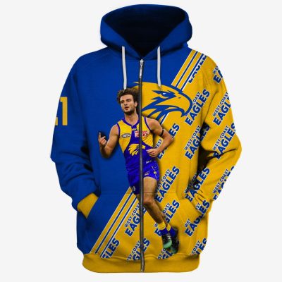 MEW-T16AFLWCE004 West Coast Eagles Jack Petruccelle #21 Limited Edition 3D All Over Printed Shirts For Men & Women