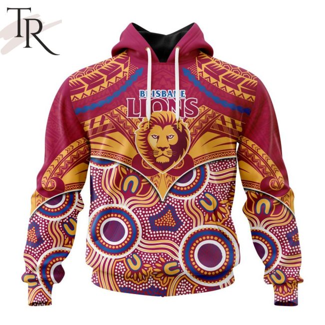 AFL Brisbane Lions Special Indigenous Mix Polynesian Design Hoodie - Torunstyle