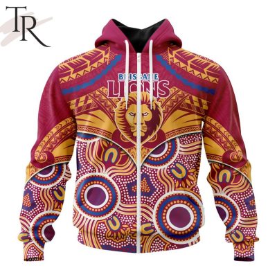 AFL Brisbane Lions Special Indigenous Mix Polynesian Design Hoodie - Torunstyle