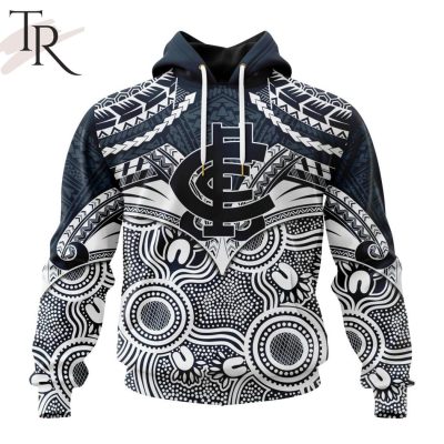 AFL Carlton Football Club Special Indigenous Mix Polynesian Design Hoodie - Torunstyle