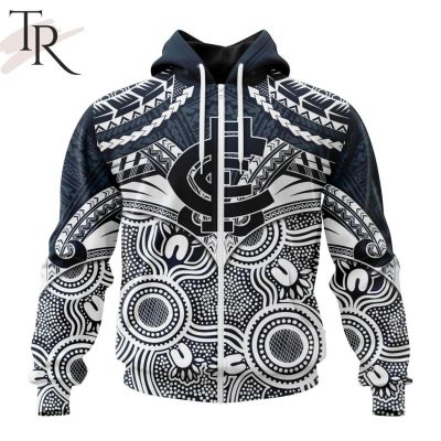 AFL Carlton Football Club Special Indigenous Mix Polynesian Design Hoodie - Torunstyle