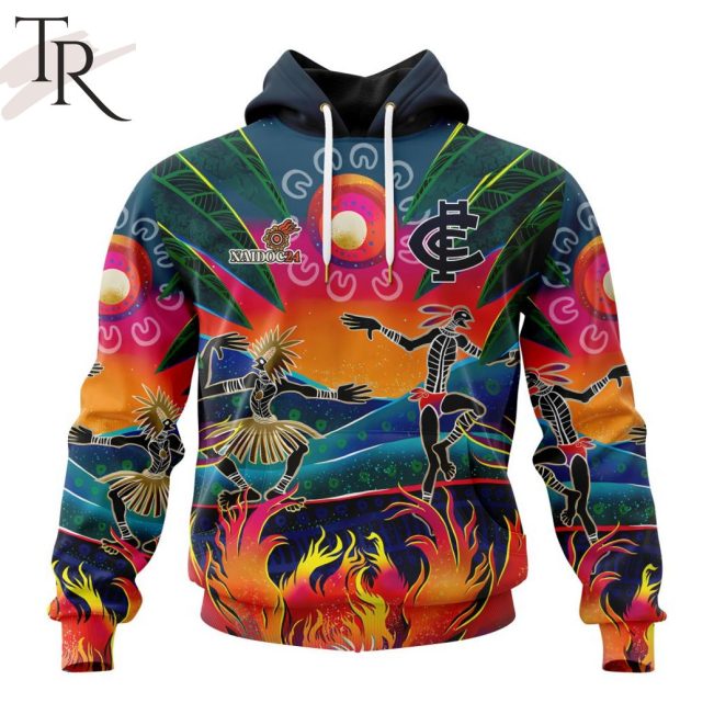 AFL Carlton Football Club Special NAIDOC Week 2024 Keep The Fire Burning Design Hoodie - Torunstyle