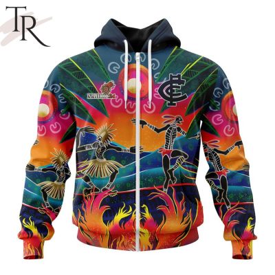 AFL Carlton Football Club Special NAIDOC Week 2024 Keep The Fire Burning Design Hoodie - Torunstyle