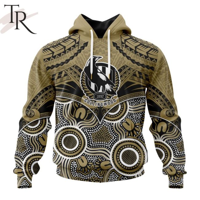 AFL Collingwood Football Club Special Indigenous Mix Polynesian Design Hoodie - Torunstyle