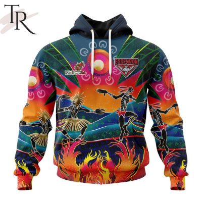 AFL Essendon Football Club Special NAIDOC Week 2024 Keep The Fire Burning Design Hoodie - Torunstyle